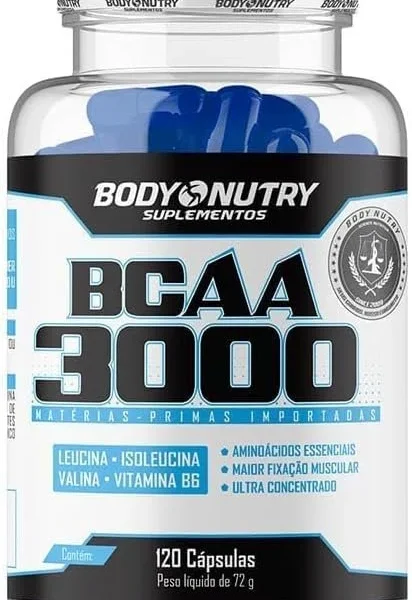 BCAA 3000 120 Capsulas Aminoacidos Essenciais Enriquecido com vitamina B6 Sem Sabor Ultra Concentrado Rapida Absorção Importado Original