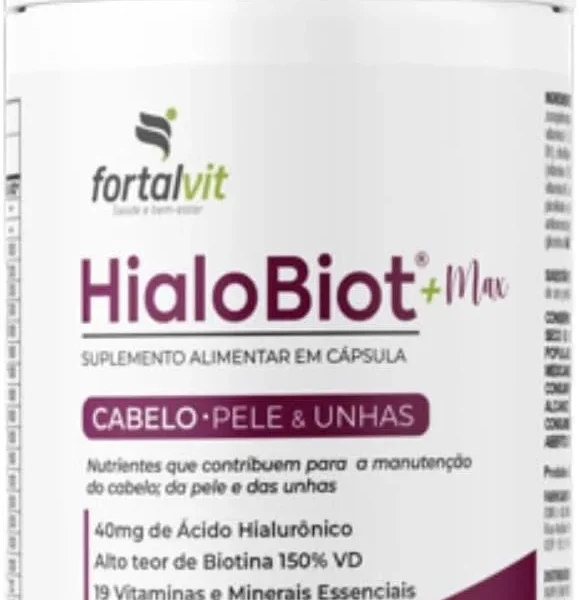 HIALOBIOT – Cabelo, Pele e Unhas – Ácido Hialurônico, Biotina Alto Teor, Longa Duração 2 Meses de Uso, 19 Vitaminas e Minerais Essenciais, 60 Cápsulas, HialoBiot, Fortalvit