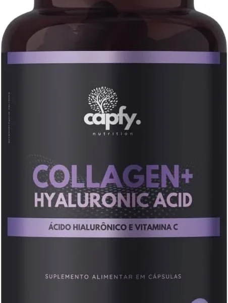 Colágeno Hidrolisado + Ácido Hialurônico + Vitamina C 60 Cápsulas 550mg Premium Capfy. Nutrition para Cabelo Beleza da Pele Unha e Articulações