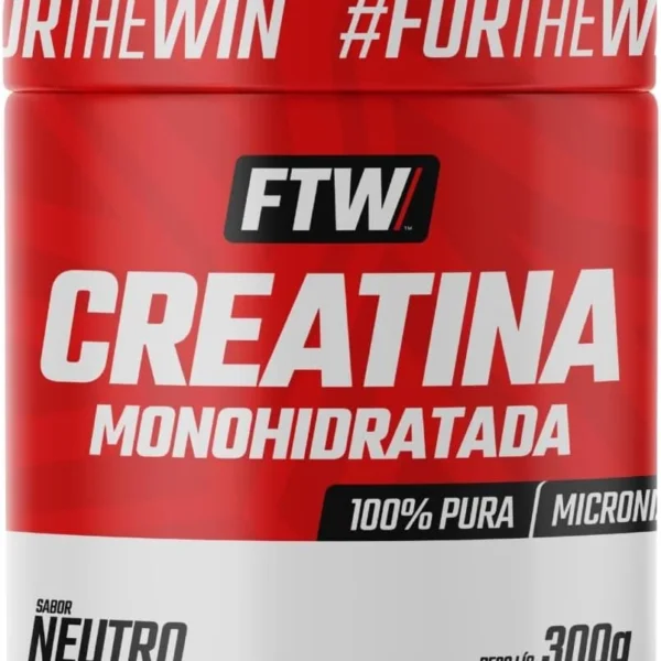 FTW Creatina Monohidratada 100% Pura – Explosão de Energia, Força e Resistência – Absorção Rápida para Ganho de Massa e Performance – Pote 300g