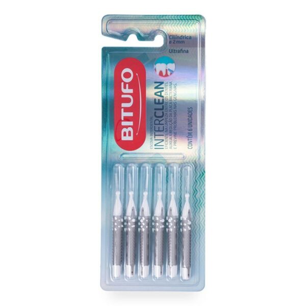 Escova Interdental Bitufo Interclean Ultrafina Cilíndrica 2mm - 6 Unidades