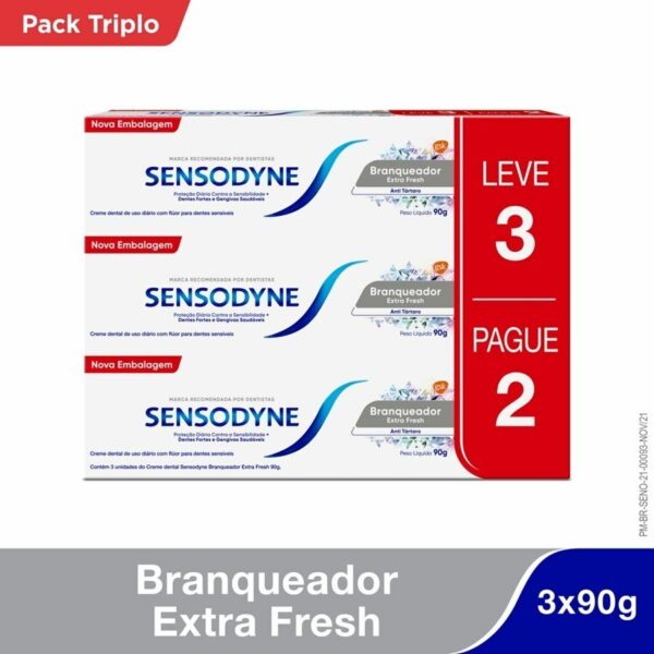 Creme Dental Sensodyne Branqueador Extra Fresh 90g - Leve 3 Pague 2
