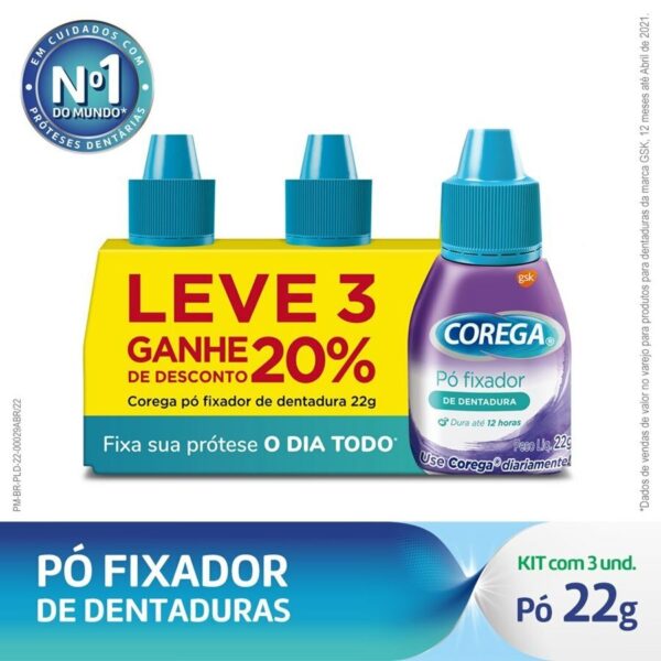 Kit Pó Fixador De Dentadura Corega 22g - 3 Unidades