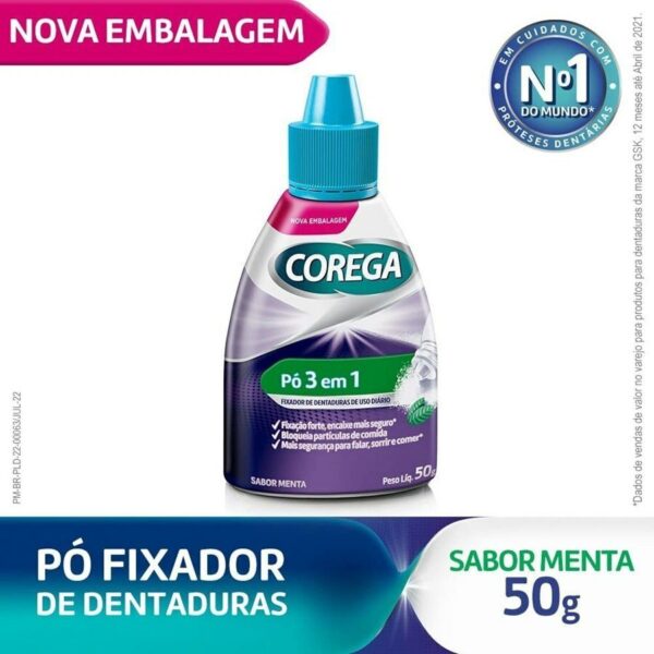 Corega Em Pó 3 Em 1 Menta 50g