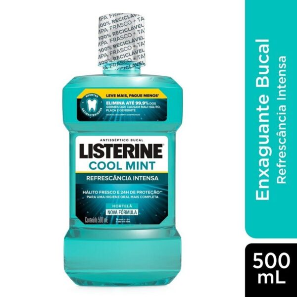Enxaguante Antisséptico Bucal Listerine Cool Mint Intensa Hortelã 500ml