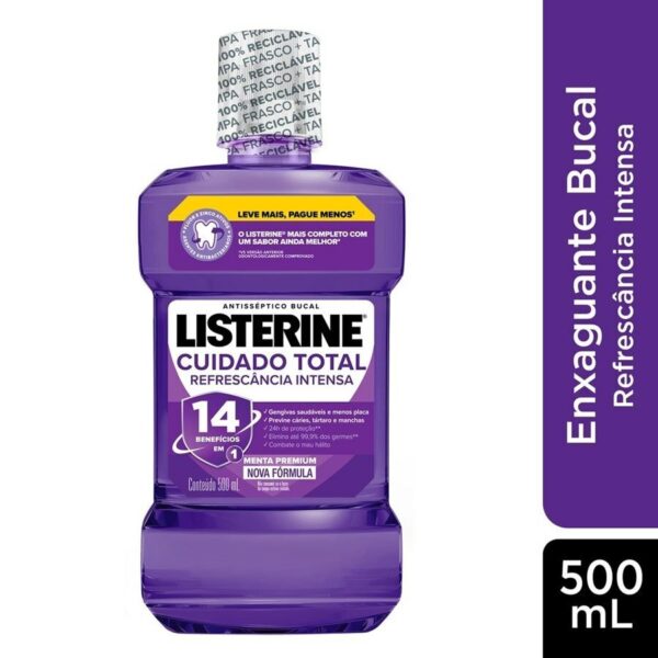 Enxaguante Antisséptico Bucal Listerine Cuidado Total Refrescância Intensa 500ml