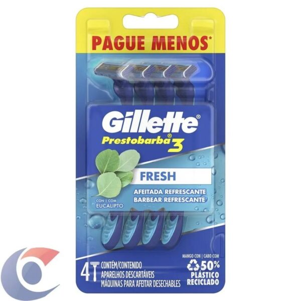 Barbeador Gillette Prestobarba 3 Fresh - 4 Unidades