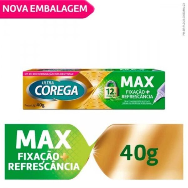 Creme Fixador De Dentadura Ultra Corega Max Fixação + Refrescância Menta 40g