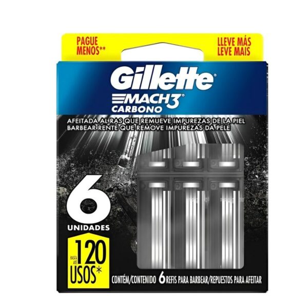 Carga Gillette Mach 3 Carbono - 6 Unidades