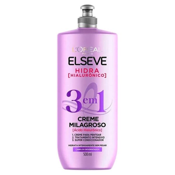 Creme Para Pentear Milagroso L'Oréal Paris Elseve Hidra Hialurônico 3 Em 1 500ml