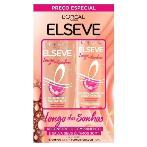 Kit L'Oréal Paris Elseve Shampoo 375ml + Condicionador 170ml Longo Dos Sonhos