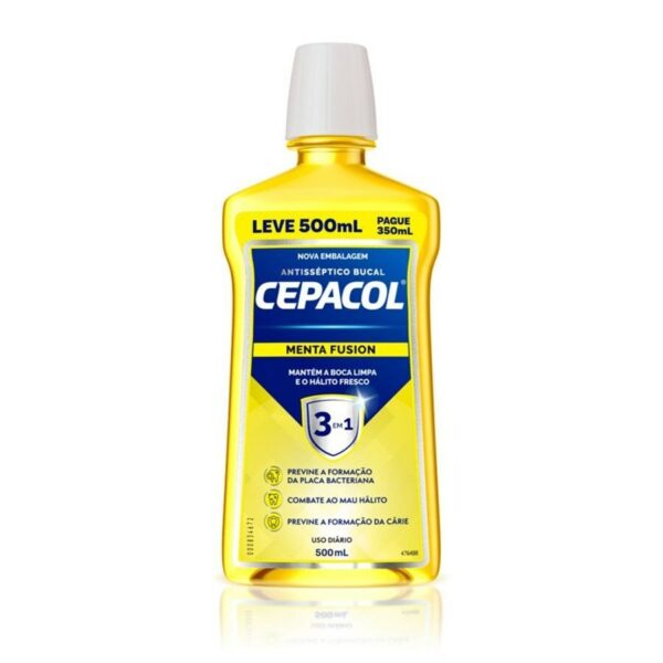 Enxaguante Antisséptico Bucal Cepacol Menta Fusion Leve 500ml Pague 350ml