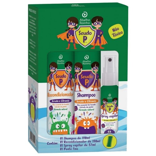 Kit Scudo P. Shampoo 190ml + Condicionador 190ml + Spray Capilar 57ml + Pente Fino Abelha Rainha