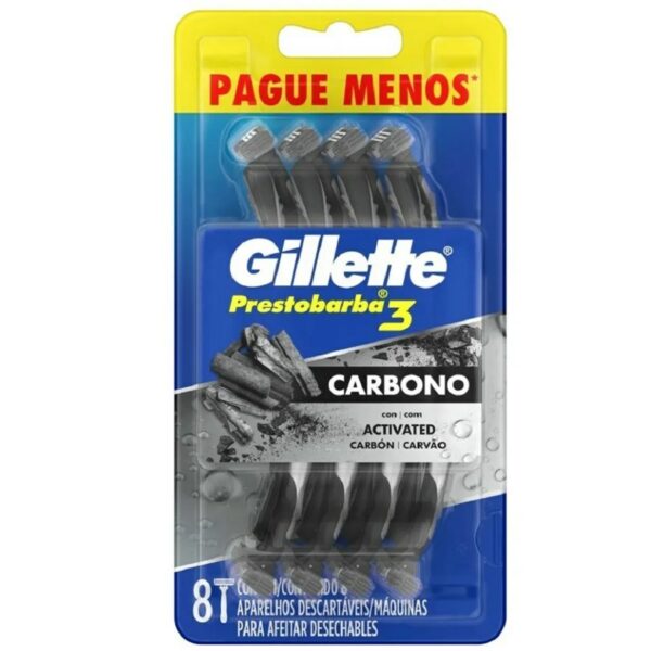 Barbeador Gillette Prestobarba 3 Carbono - 8 Unidades