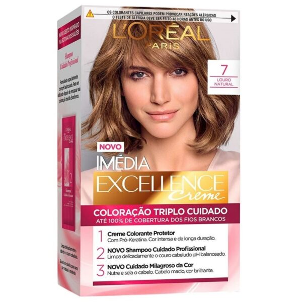 Tinta De Cabelo Permanente L'Oréal Paris Imédia Excellence Creme - 7 Louro Natural