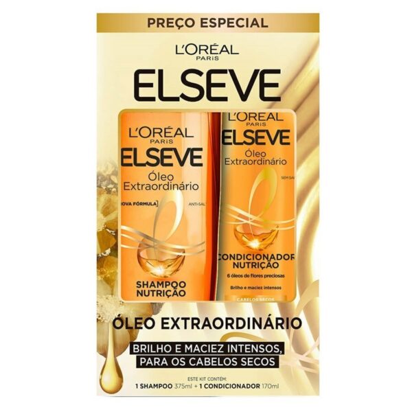 Kit L'Oréal Paris Óleo Extraordinário Shampoo Nutrição 375ml + Condicionador Nutrição 170ml