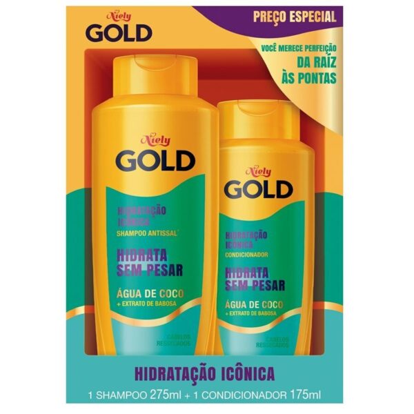Kit Niely Gold Hidratação Icônica Shampoo 275ml + Condicionador 175ml