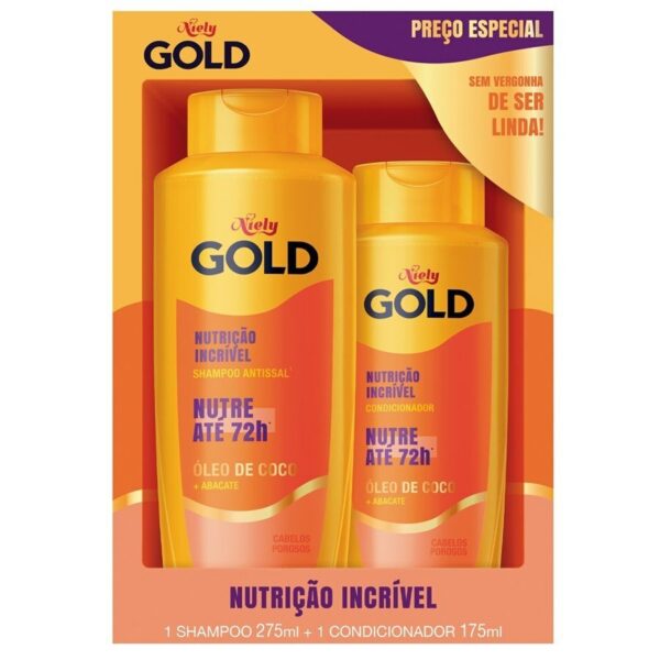 Kit Niely Gold Nutrição Incrível Shampoo 275ml + Condicionador 175ml
