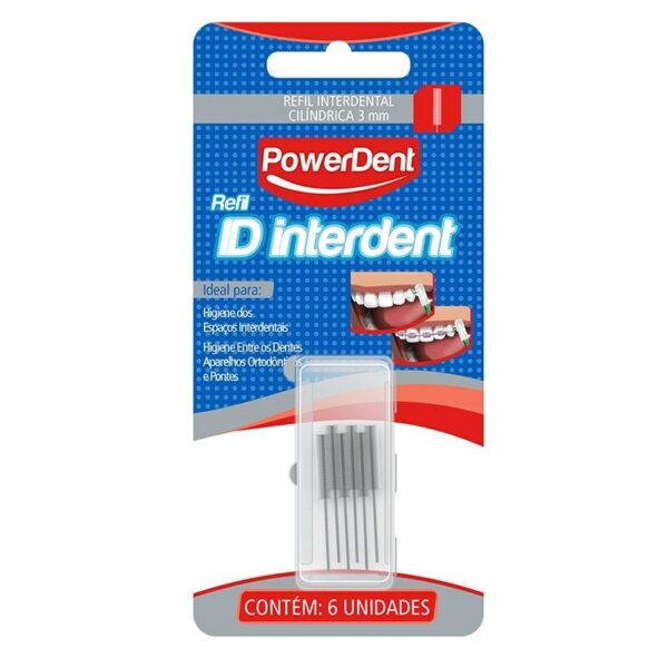 Refil Escova Interdental Powerdent Id Interdent Cilíndrica 3mm - 6 Unidades